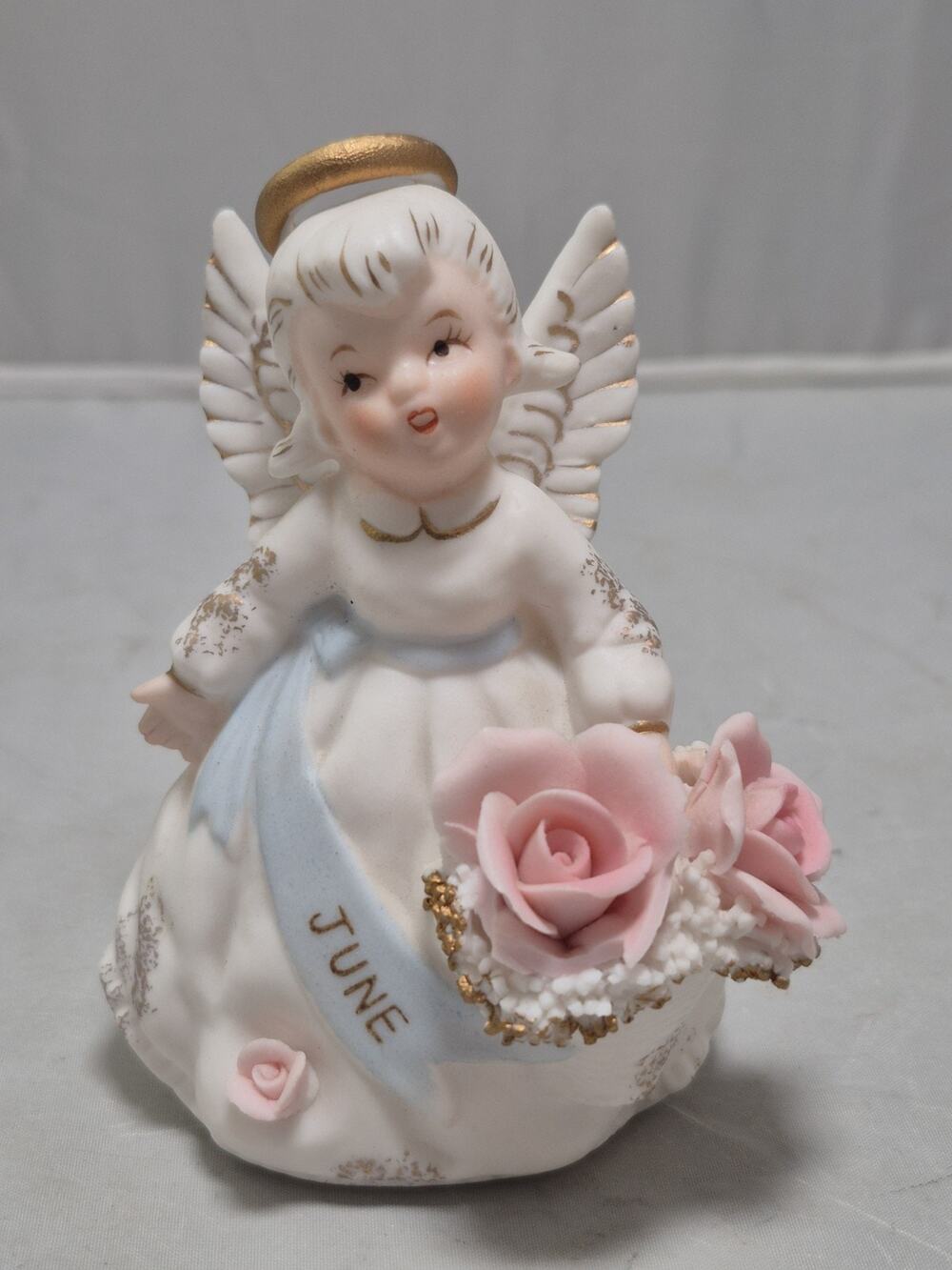 💥 Lefton Angel Figurine June Birthday Japan #3332 Vintage Ceramic Collectible C